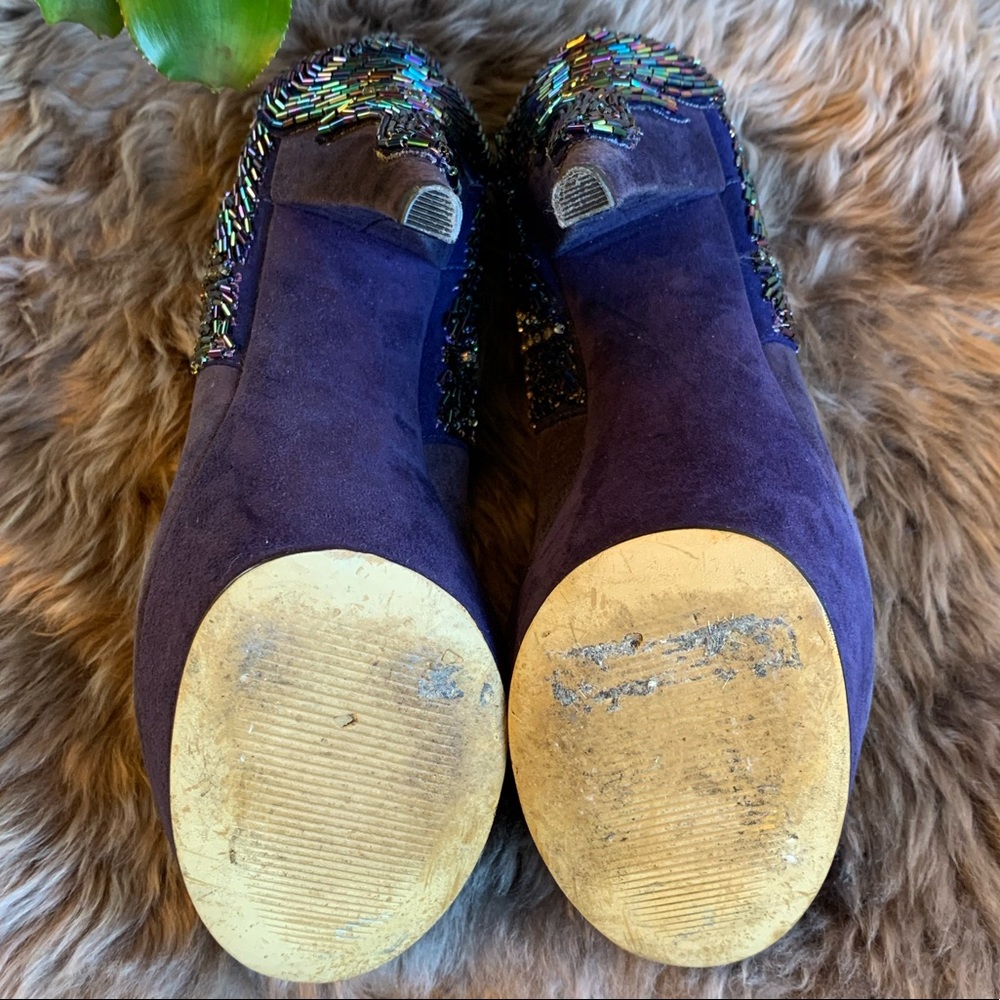 Enzo Angiolini Baladeva Beaded Purple Suede Pump 5 - Picture 6 of 8